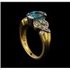 Image 4 : 4.19 ctw Blue Zircon and Diamond Ring - 14KT Yellow Gold