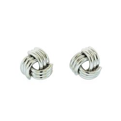 Braided Post Earrings - Rhodium Plated