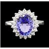 Image 2 : 4.09 ctw Tanzanite and Diamond Ring - 14KT White Gold