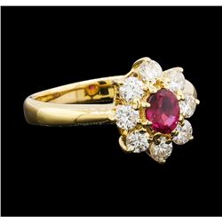 0.39 ctw Ruby and Diamond Ring - 18KT Yellow Gold