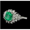 Image 1 : 1.48 ctw Emerald and Diamond Ring - 14KT White Gold