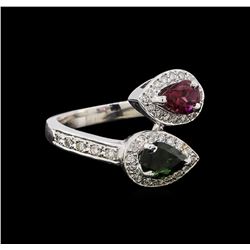 1.22 ctw Pink Topaz and Diamond Ring - 14KT White Gold