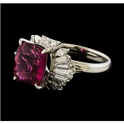 4 ctw Pink Tourmaline and Diamond Ring - Platinum