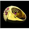 Image 3 : 2.32 ctw Ruby and Diamond Ring - 18KT Yellow Gold