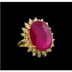 17.87 ctw Ruby and Diamond Ring - 14KT Yellow Gold