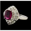 Image 1 : 2.45 ctw Pink Tourmaline and Diamond Ring - Platinum