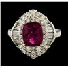 Image 2 : 2.45 ctw Pink Tourmaline and Diamond Ring - Platinum