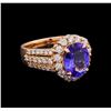 Image 1 : 3.12 ctw Tanzanite and Diamond Ring - 14KT Rose Gold