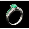 Image 3 : 1 ctw Emerald, Emerald and Diamond Ring - Platinum