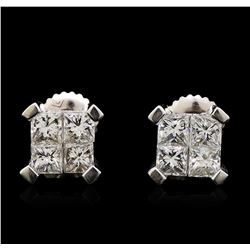 1.64 ctw Diamond Earrings - 14KT White Gold