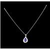 Image 1 : 1.82 ctw Tanzanite and Diamond Pendant With Chain - 14KT White Gold