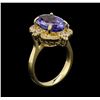 Image 4 : 5.92 ctw Tanzanite and Diamond Ring - 14KT Yellow Gold