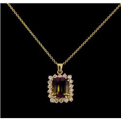 3.71 ctw Ametrine and Diamond Pendant With Chain