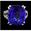 Image 2 : GIA Cert 20.37 ctw Tanzanite and Diamond Ring - 14KT White Gold