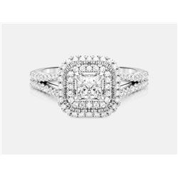 Cubic Zirconia and Diamond Ring - 14KT White Gold