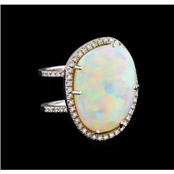 13.67 ctw Opal and Diamond Ring - 14KT White Gold