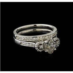 1.49 ctw Diamond Wedding Ring Set - 18KT White Gold