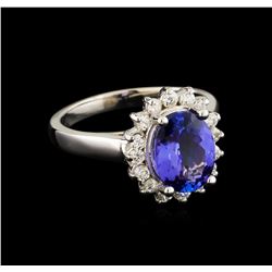 2.44 ctw Tanzanite and Diamond Ring - 14KT White Gold