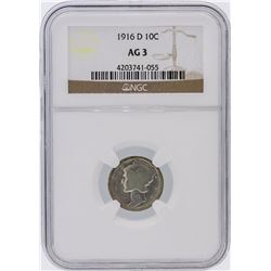 RARE 1916-D Mercury Dime NGC Graded AG3