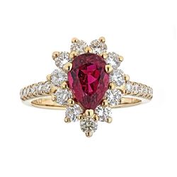 1.77 ctw Rubellite and Diamond Ring - 14KT Yellow Gold