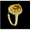 Image 4 : 5.50 ctw Citrine Quartz  and Diamond Ring - 14KT Yellow  Gold