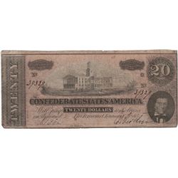 1864 $20 Confederate States of America Bank Note