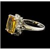 Image 1 : 4.24 ctw Imperial Topaz and Diamond Ring - Platinum