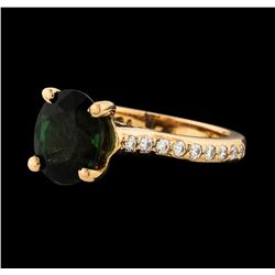 3.00 ctw Green Tourmaline and Diamond Ring - 14KT Rose Gold