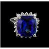 Image 2 : 8.58 ctw Tanzanite and Diamond Ring - 14KT White Gold