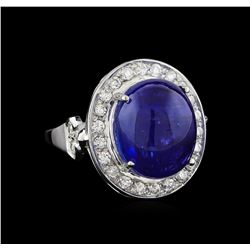 12.77 ctw Tanzanite and Diamond Ring - 14KT White Gold