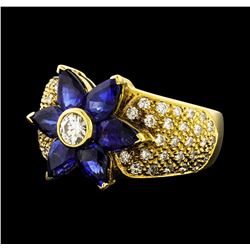 2.93 ctw Sapphire and Diamond Ring - 18KT Yellow Gold