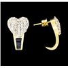 Image 2 : 0.20 ctw Sapphire and Diamond Heart Earrings - 14KT Yellow Gold