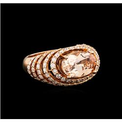 14KT Rose Gold 3.74 ctw Morganite and Diamond Ring