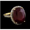 Image 1 : 14.11 ctw Ruby and Diamond Ring - 14KT Yellow Gold