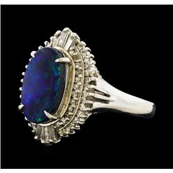 2.20 ctw Black Opal and Diamond Ring - Platinum