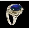 Image 4 : 2.20 ctw Black Opal and Diamond Ring - Platinum