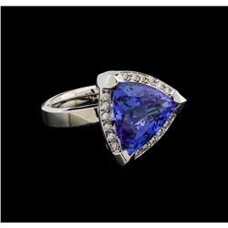 9.02 ctw Tanzanite and Diamond Ring - 14KT White Gold