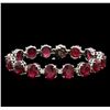 Image 1 : 50.30 ctw Ruby and Diamond Bracelet - 14KT White Gold