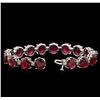 Image 3 : 50.30 ctw Ruby and Diamond Bracelet - 14KT White Gold