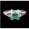 Image 2 : 0.60 ctw Emerald and Diamond Ring - Platinum