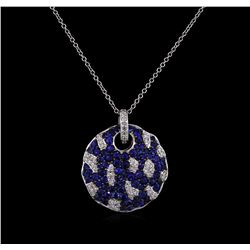 1.68 ctw Blue Sapphire and Diamond Pendant With Chain - 14KT White Gold