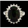 Image 2 : 4.08 ctw Black Opal and Diamond Ring - Platinum