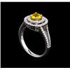 Image 4 : 14KT White Gold 0.44 ctw Citrine and Diamond Ring