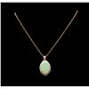 Image 2 : 14KT Rose Gold 12.92 ctw Opal and Diamond Pendant With Chain