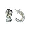 Image 2 : Crossed Hoop Post Earrings - Rhodium Plated