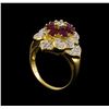 Image 4 : 1.35 ctw Ruby and Diamond Ring - 18KT Yellow Gold