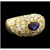 Image 1 : Sapphire and Diamond Ring - 18KT Yellow Gold