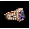 Image 1 : 3.34 ctw Tanzanite and Diamond Ring - 14KT Rose Gold