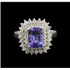 Image 2 : 2.05 ctw Tanzanite and Diamond Ring - 14KT White Gold