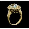 Image 4 : 4.08 ctw Aquamarine and Diamond Ring - 14KT Yellow Gold